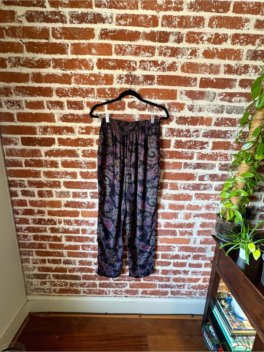 90s Vintage Meteor Black Paisley Printed Pants - Picture 2 of 8
